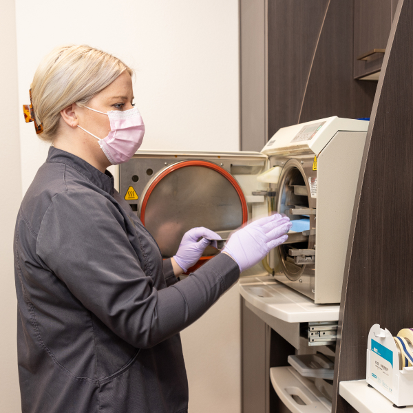 Hazen Smiles team member- working in the lab